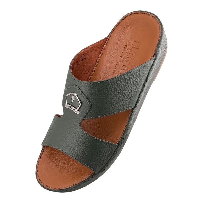 AJYAD Handmade Arabic Sandals For Men | Outdoor Mens Slippers | Everyday Flip Flops Open Toe | Arabic Genuine Shamwa Leather | New Design | Tan Footbed | Comfortable & LightWeight - Image 3